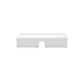 Poppin Key Monitor Riser - White Base and Legs. Lacquer-Like Painted Finish and Durable Wood-Grain Laminates. Holds Up to 60 Lbs. Doubles as All Purpose Shelf.