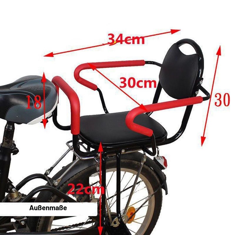 Child Electric Bike Seat with High Barrier - Black