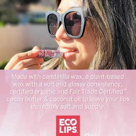 Eco Lips Vegan Superfruit Bee Free Lip Balm Includes Candelilla Wax, Organic Cocoa Butter and Coconut Oil. 100% Plastic-Free Plant Pod Packaging. 3-Pack
