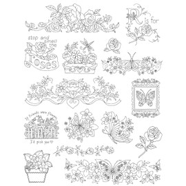Aunt Martha's 402 Flowers and Butterflies Embroidery Transfer Pattern Book, Over 25 Iron On Patterns