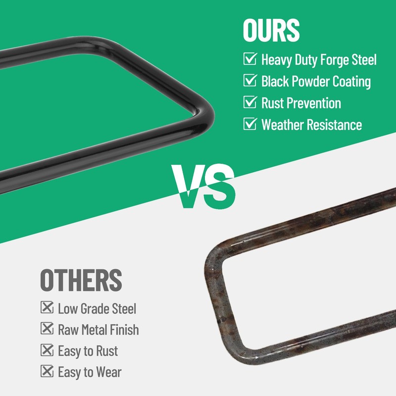 Racewill 12 inch Square Bend U-Bolt Kits, Heavy Duty Steel