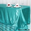 TABLECLOTHSFACTORY Turquoise 90x156 Rectangle Satin Tablecloth