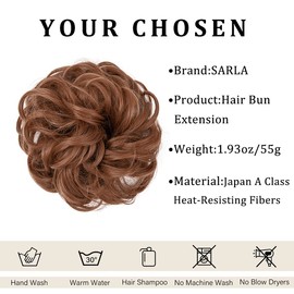 SARLA Messy Hair Bun Hair Piece for Womens Synthetic Hair Buns Extension Scrunchies Hairpieces Ponytail Hair Extensions Light Auburn