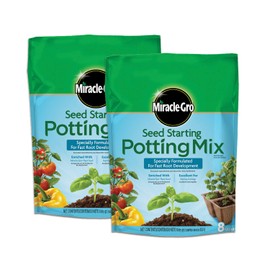 Miracle-Gro Seed Starting Potting Mix, 8 Quarts (Pack of 2), For Use in Containers