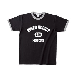 SPEED ADDICT 819 COLLEGE LOGO RINGER T-SHIRT BLACK x GRAY L