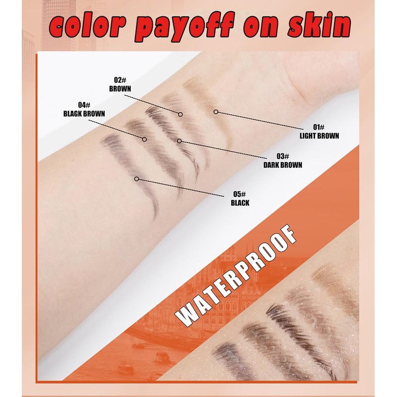 Multi-Tip Eyebrow Pen, Liquid Microblading Effect Hair‑Like Brow Strokes