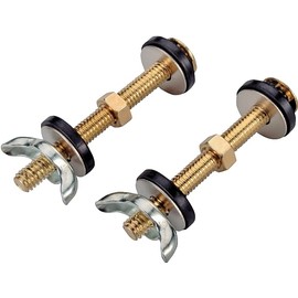 Rocky Mountain Goods Toilet Tank to Bowl Bolts Repair Kit - Universal Brass Bolts with Steel and Rubber Washers Securing Tank To Bowl - Easy DIY Install with Quick Nut Screw Design