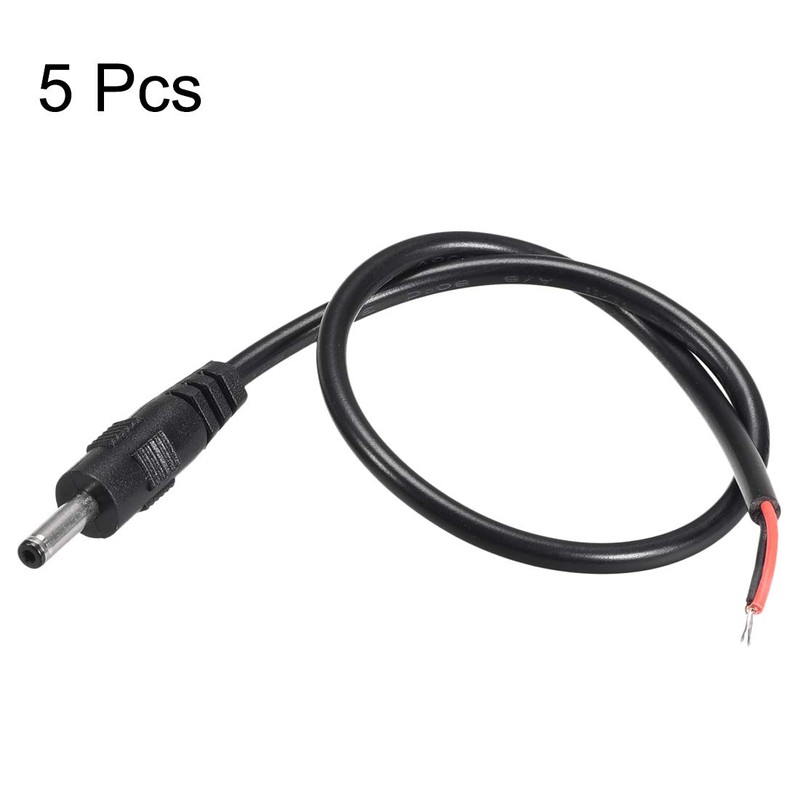 sourcing map 5pcs DC 3.5mm x 1.35mm 1A 30cm Male