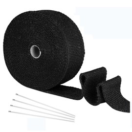 Yizhet 15 m Heat Protection Tape Exhaust Heat Protection Tape Basalt Fibre Exhaust Tape Motorcycle Heat Protection Tape with 4 Metal Cable Ties for Fan Manifolds Exhaust Systems Insulation Tape Heat