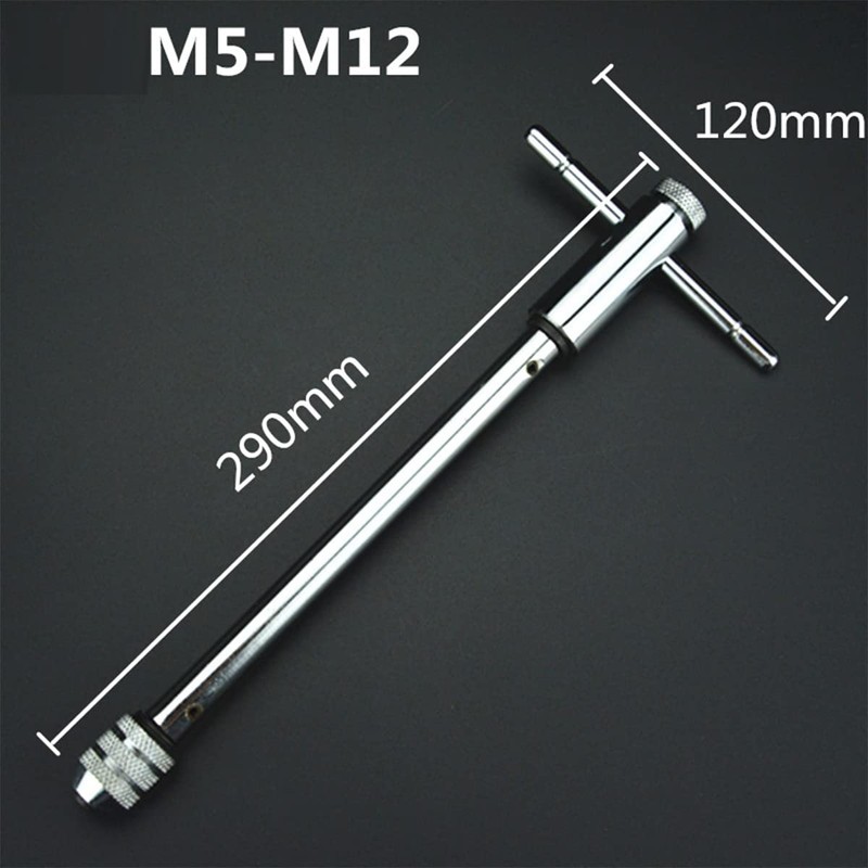 Extended M5-12 Ratchet Tap Wrench Adjustable T-Handle Spanner Hand Screw