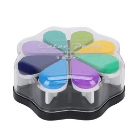 Ink Pad, 8 Colors Petal Shape Stamps Ink Pad Schedule Book Scrapbook Multiple Purpose Stamp Partner DIY Multicolor Craft Painting Accessoies(Spring Plants)