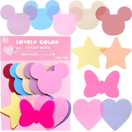 AbonAbon Cute Sticky Notes, Convenient Translucent Film, 10 Color Set, Mouse, Bear, Animal, Dullness, Neon Color, Small, Index, Memo Sticker, Waterproof