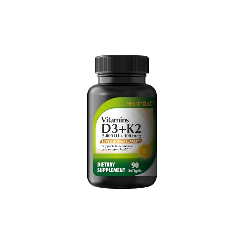 NutraA2Z Vitamins D3 & K2 5000IU + 100mcg (90 Softgels)
