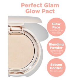 THESAEM Glam Glow Pact - Illuminating Pressed Powder for Oily & Combo Skin - Matte Finish with Radiant Finish - Sebum Control Pore Refining Pact with Natural Luminous Glow, 0.3oz.