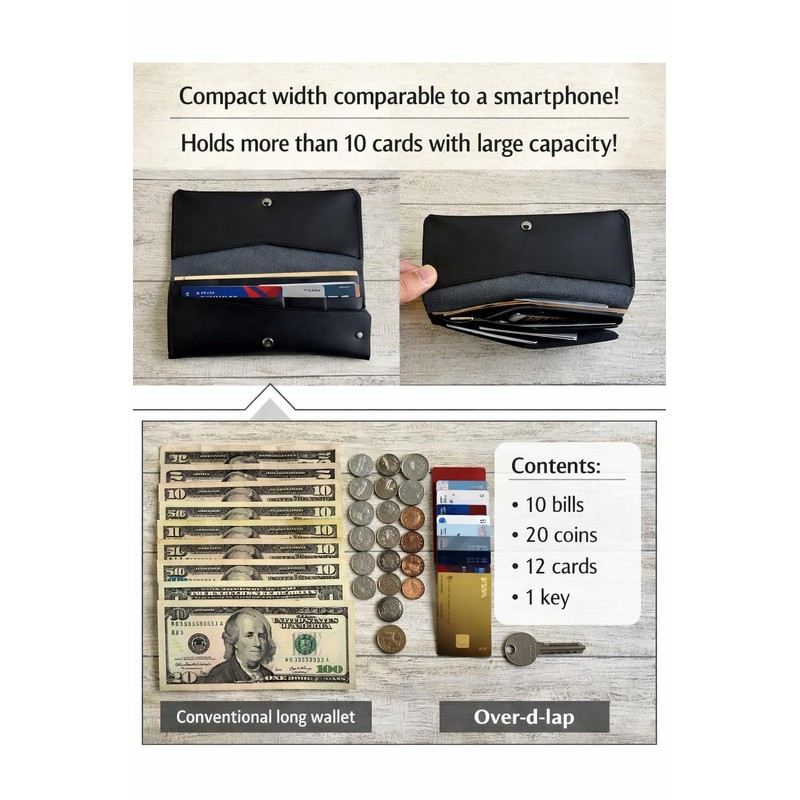 Cowhide Leather, Bill Size, Extra Small Long Wallet, Over'd-lap Mini