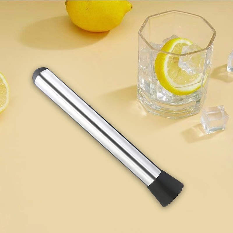 1 Pcs Cocktail Muddler, Stainless Steel Muddler with Grooved Head,