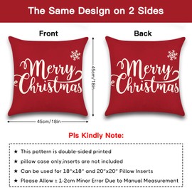 Ohok Set of 2 Christmas Cushion Covers, Polyester Linen, Double-Sided Motif, Decorative Cushion Covers, Modern Decorative Cushion Cover Set for Sofa, Couch, Living Room, Bedroom (Small Snowflakes B,