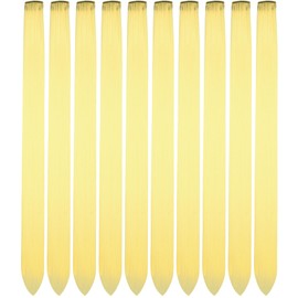 Clip in Hair Extensions Kids Yellow Colored Clip in Hair Extensions Colorful Long Straight Synthetic Clip-in Hair Pieces for Women Girls Kids Festival New Year 22 inch