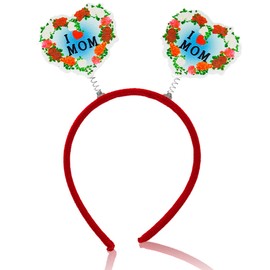 Happy Mothers Day Headband Mother’s Day Hair Hoop Flowers Head Boppers Headwear Blue Heart Costume Party Decoration Floral Hair Ornament Supplies Blossom Hair Accessories Favors for Women Kids 1PCS