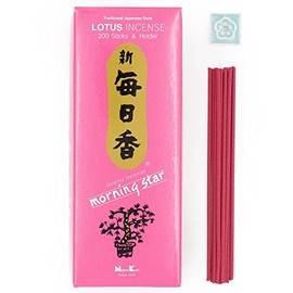 Nippon Kodo Morning Star Lotus Japanese Incense - 200 Stick Box with Ceramic Holder