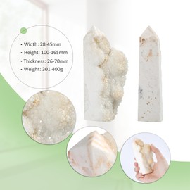 rockcloud Natural Rock Crystal Geode Obelisk Stone, Irregular Reiki Crystal Quartz Cluster Mineral Specimen for Home Office Decor, 0.66-0.88 lb