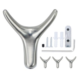 Cow Head Towel Hooks Creative Coat Robe Hooks Wall Hooks for Heavy Duty Bathroom Bedroom Kitchen Hotel Pool Hanging Towel Clothes Hats Bags 4 Pcs (Brushed nickel - Grey)