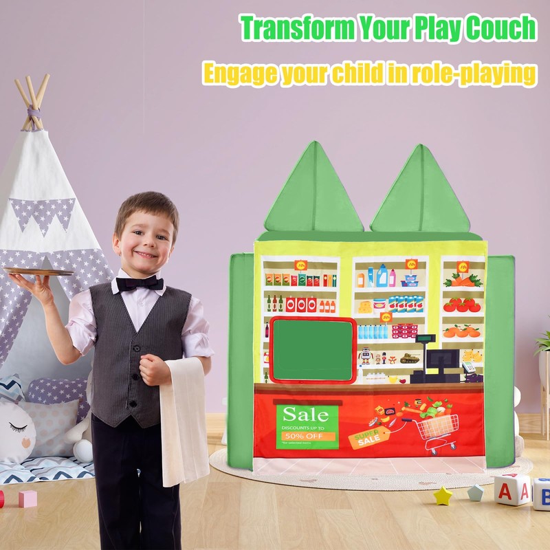 HAJOROM Play Panel for Kids Play Couch Childrens Supermarket Play