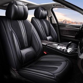 TTX LIGHTING Car Seat Covers Full Set Fit for GMC Terrain 2010-2024 2025 Breathable and Waterproof Faux Leather Anti-Slip Automotive 5 Seat Covers with Airbag Compatible(Black,5 Seats)