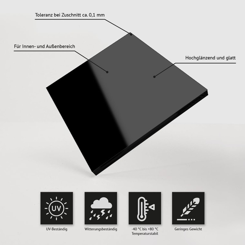 Acrylic Glass PMMA GS Black Glossy Laser Cut Made to