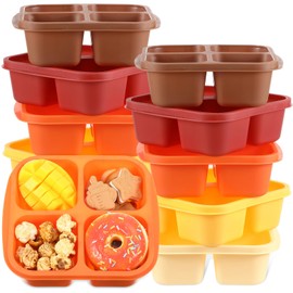 Honeydak 10 Pack Snack Container 4 Compartment Reusable Bento Snack Boxes Divided Lunchable Containers with Lids Meal Prep Lunch Food Storage Boxes for School Work Travel(Thanksgiving Color)