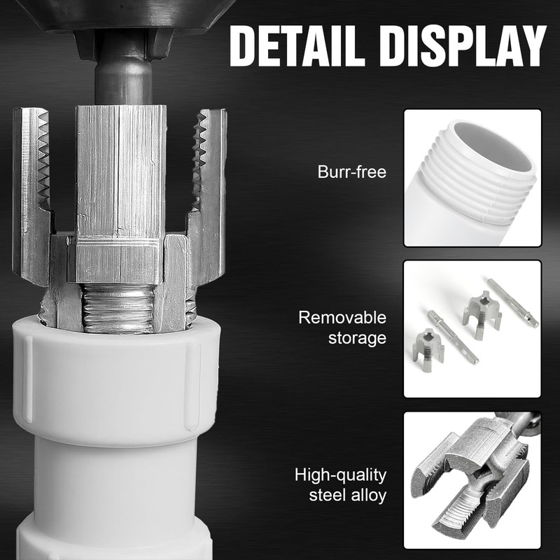 2PCS Pipe Thread Cutting Tool,Electric Drill Compatible PVC Pipe Threader