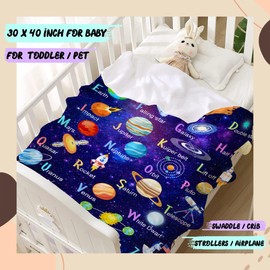 ARTBLANKET Space Alphabet Throw Blanket Fannel Fleece Super Soft Funny Blanket Travel Throw Blanket for Bed Couch Sofa 40 x 50 Inch for Kid