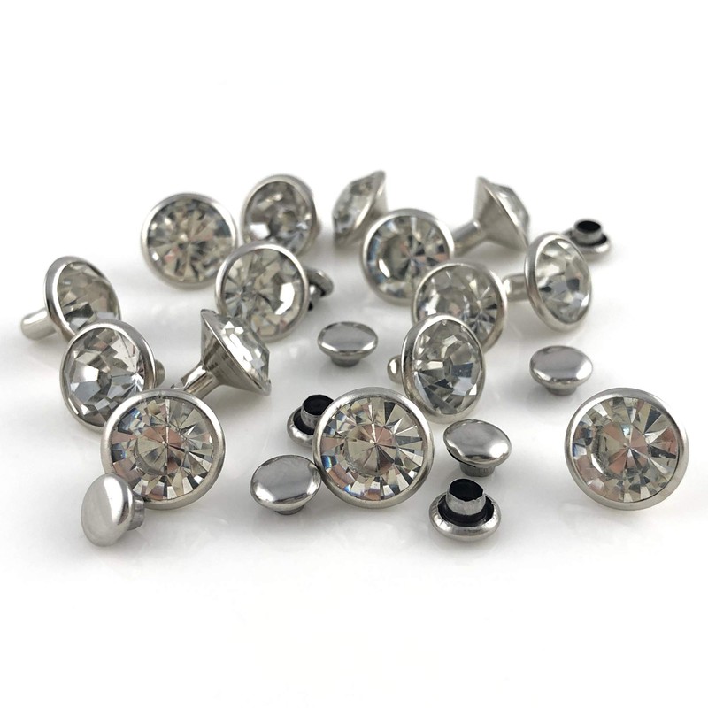 200 Sets Cz White Clear Crystal Rivets Rapid Rhinestone Silver
