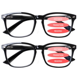 SIGVAN Progressive Multifocal Computer Glasses Women Men Blue Light Blocking Reading Glasses Spring Hinge Readers (2 Black, 2.0)