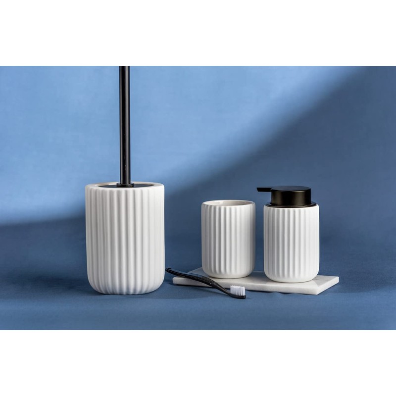 WENKO Belluno Liquid Soap Dispenser, Refillable Ceramic Soap Dispenser with