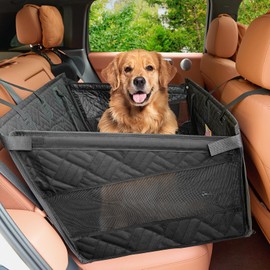 Kohree Dog Car Seat Cover for Medium Dogs, Hard Bottom Dog Car Seat Cover for Back Seat with Upgraded PVC Pipe, Waterproof 900D Car Hammock for Dogs Pet Back Seat Extender for Cars SUV Truck-M