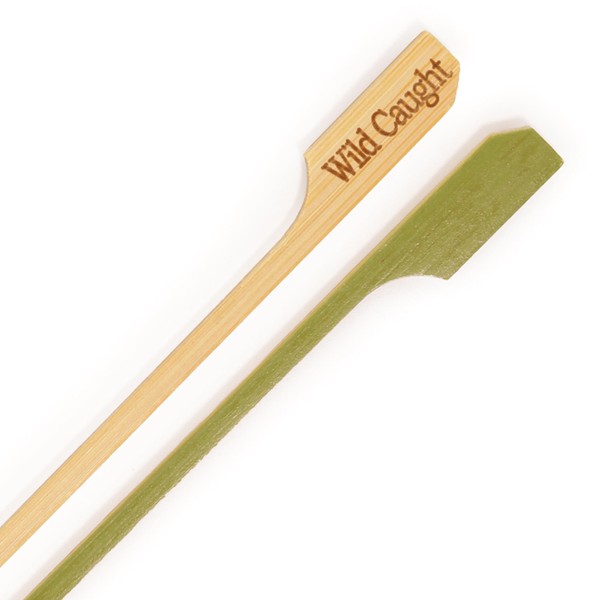 BambooMN Wild Caught Food Marking Bamboo Paddle Skewer Picks -