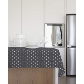 GEMITEX Plush Tablecloth Plus 140 x 180 cm PVC Polka Dot Grey Made in Italy