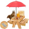 Carbonized Wood Squirrel Feeder with Umbrella, Squirrel Feeders for Outside