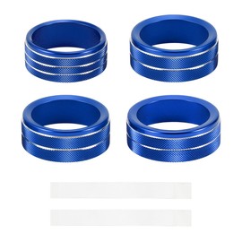 REPAIROCK 4 Pcs Air Conditioner Audio Headlight Control Switch Knob Cover Ring for Jeep Wrangler JL JLU 2018-2024 Air Conditioning Button Cover Trim Blue