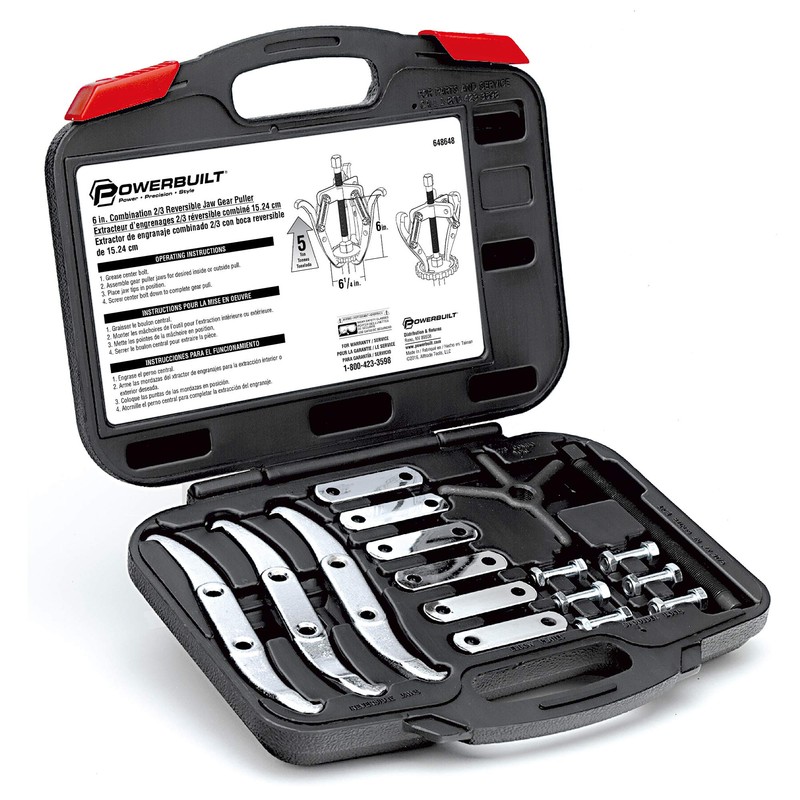 Powerbuilt Combo 2/3 Jaw Reversible Gear Puller Set, 6-Inch Reversible