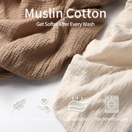 Peepeemax Cot Bed Sheets 140 x 70 Fitted, Muslin Cotton Cot Sheets, Soft and Breathable Crib Sheets for Boys and Girls, Cozy and Lightweight Baby Cot Bedding Set, 2 Pack (Light Brown)