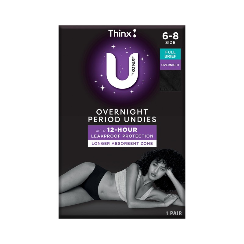 U by Kotex Thinx Period Undies Overnight Size 6-8