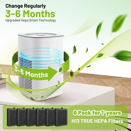 6 Pack LV-H128 Replacement Filter for Levoit Air Purifier, Compatible with LV-H128 / PUURVSAS (HM669A) / ROVACS (RV60) Air Purifier, 3 in 1 True HEPA Filtration System