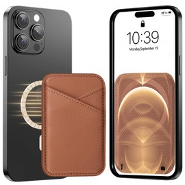 Miroddi Ultra-Slim Magnetic Phone Wallet, Carbon Fiber Brown, Magnetic Wallet