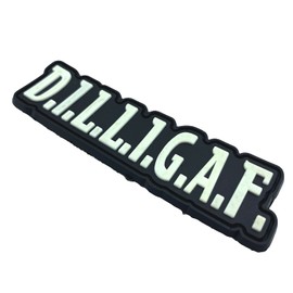 D.I.L.L.I.G.A.F Biker PVC Airsoft Morale Patch (Black Glow in The Dark)