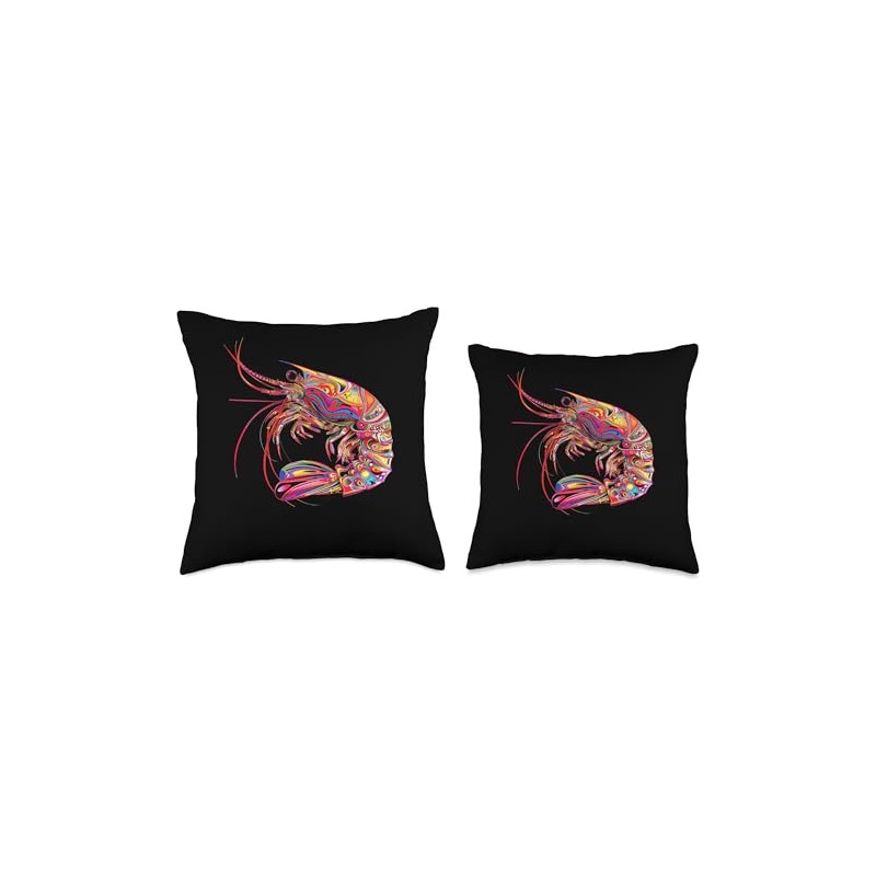 Cherry Shrimp Psychedelic Throw Pillow
