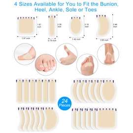 BLATOWN 24PCS Bunion Pads for Women Men Bunion Relief, Blister Bandages, Blister Cushions, Hydrocolloid Bandages for Feet, Fingers, Toes Protector, Heel Blister Prevention Pads, Waterproof, Thin