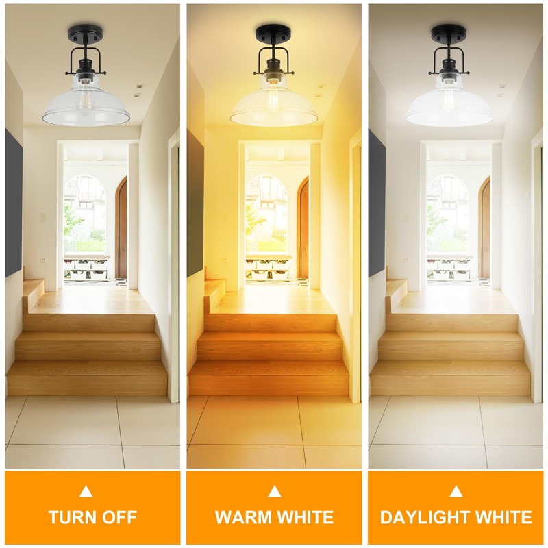 WILON Semi Flush Mount Ceiling Light Fixture, Black Farmhouse Light