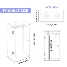YKUKIZEE Acrylic Necklace Holder Box Dustproof, Clear Acrylic Necklace Display Stand with 24 Hooks, Rotatable Acrylic Necklace Organiser Storage Holder for Long Jewellery Bracelets Earring Pendant